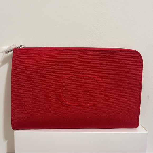 Red Dior Bundle Makeup - Zip Pouch Set Lipstick Mascara Envelope Drawstring - Picture 6 of 7